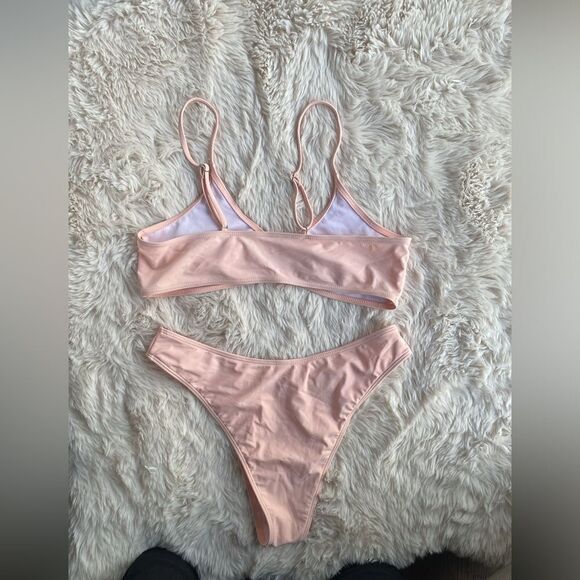 Pastel Peach Brazilian Bikini Top Bottom Large - Picture 6 of 8